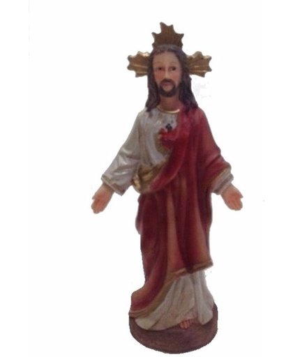 Jezus beeldje 13 cm - Heilige Hart - Polystone - Kerst decoratie