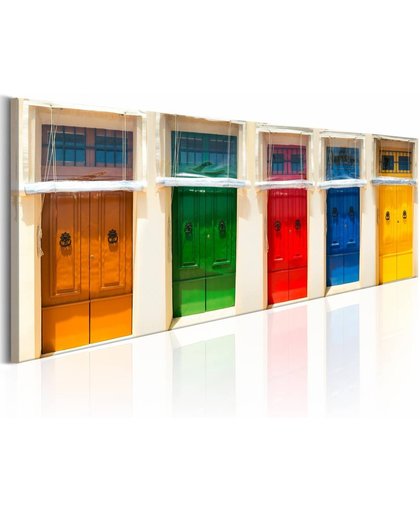 Schilderij - Gekleurde deuren