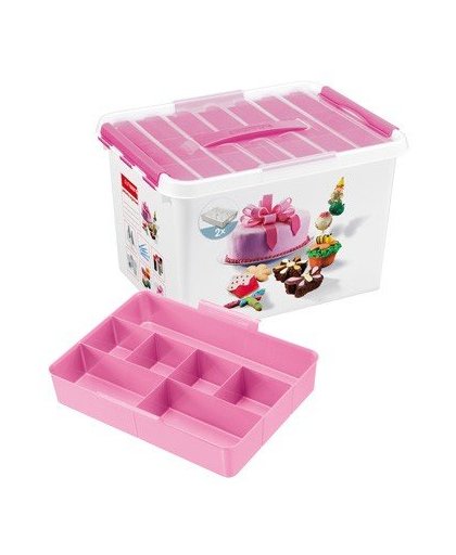 Sunware q-line fun-baking opbergbox - 22 l - wit/roze