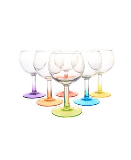 Luminarc Crazy Colors wijnglazen op voet - 19 cl - 6 stuks