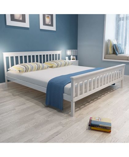 vidaXL Bed met matras massief grenenhout 180x200 cm wit