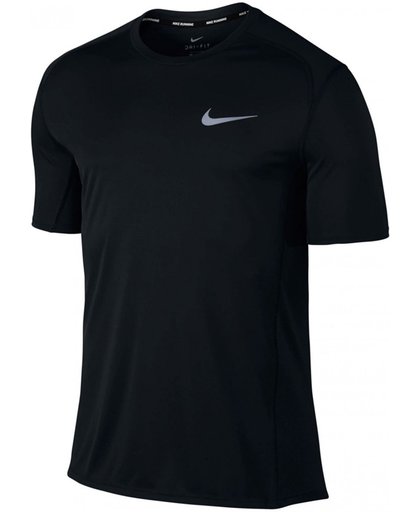 Nike Dry Miler Top SS Sportshirt Heren - Black/Black/(Reflective Silv)