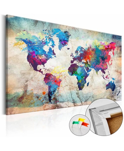 Afbeelding op kurk - Kleur volle wereldkaart