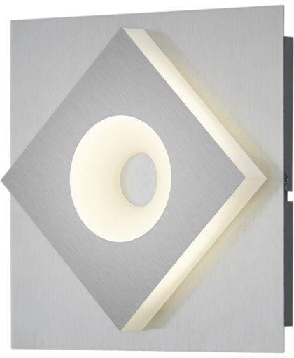 TRIO, Wand lamp, Atlanta incl. 1 x LED,SMD,4,5 Watt,3000K,400 Lm. Acryl, Wit, Armatuur: Metaal, Nikkel mat L:20,0cm, H:20,0cm, Ø:5,0cm Schakelaar,Wand montage,Beschermd model