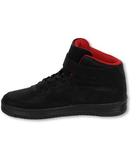 Cash Money Heren Schoenen - Heren Sneaker High - Star Black Red - Maten: 44