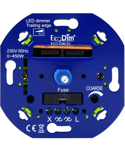 Professionele LED Dimmer - Fase Afsnijding, 0-450W, Druk- draai schakelaar, Draaidimmer voor LED Lampen, 100% Stil - EcoDim
