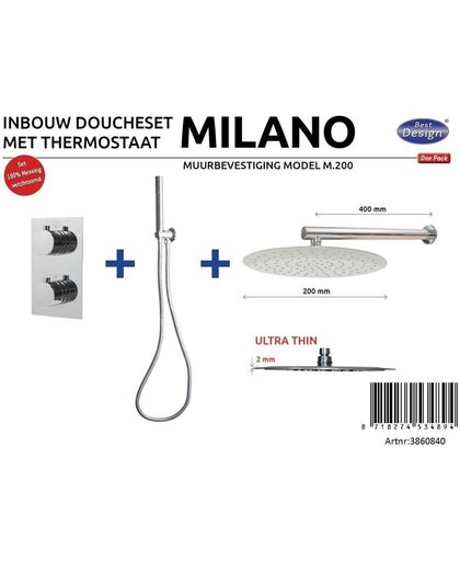 Best Design Milano Inbouw regendoucheset 20cm met muurbevestiging