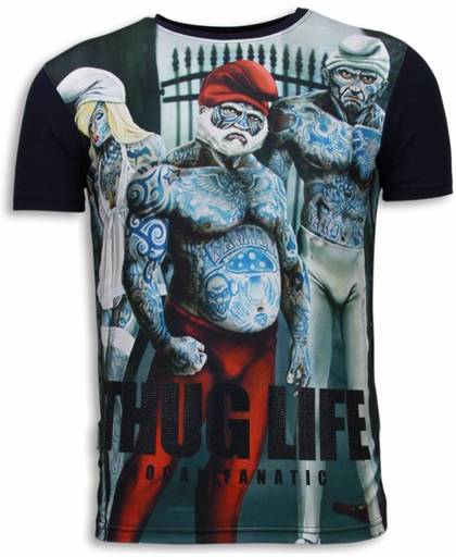 Local Fanatic Thug Life - Digital Rhinestone T-shirt - Navy - Maten: XXL
