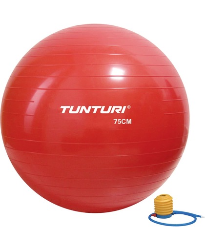Tunturi Fitnessbal- Gymball - Swiss ball - Ø 75 cm - Inclusief pomp - Rood
