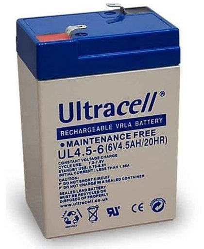 Ultracell UL VRLA Loodaccu 6V 4.5Ah - 4Ah - 3FM4.5 - UL4.5-6