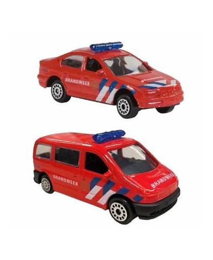 Nederlandse brandweer speelgoed modelauto set 2-dlg