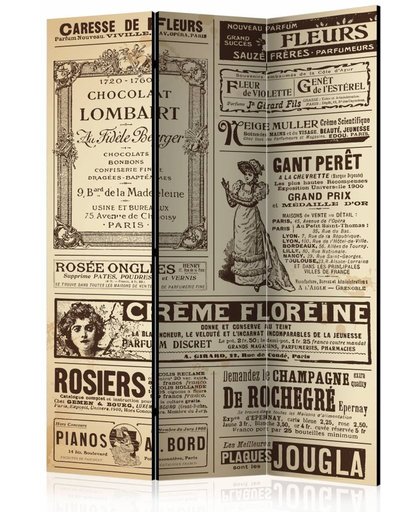 Vouwscherm - Vintage krant 135x172cm