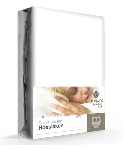 Double Jersey Hoeslaken Briljant Wit-180/200 x 200/220 cm