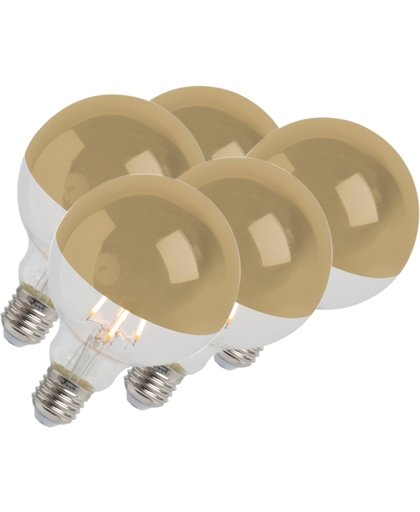 Calex Set van 5 LED filamentlamp kopspiegel goud E27 240V 4W 280lm 2300K G95 dimbaar