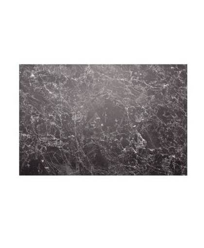 Placemats met zwarte marmeren opdruk - 6 st - kunststof - 46 x 30,5 cm