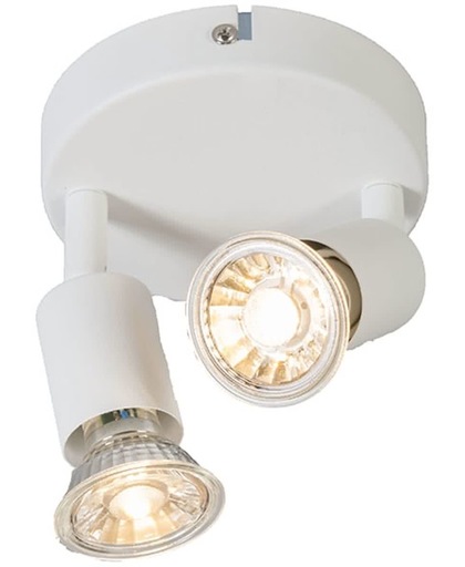 QAZQA Spot Jeany 2 - Plafond spot - 2 lichts - H 110 mm - wit