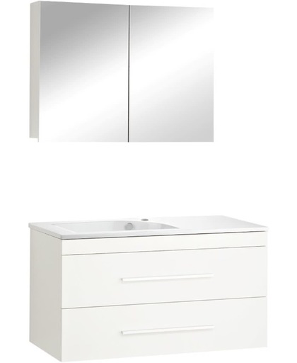 Differnz Style Badkamermeubel - 100 cm - Kraangat rechts - Mat wit