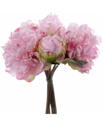 Kunst pioenrozen boeket roze 25 cm - kunstbloemen