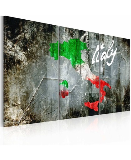 Schilderij - Artistieke kaart van Italië - Drieluik