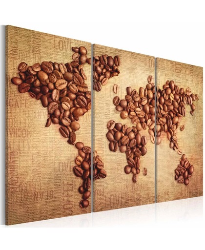 Schilderij - Koffie uit de hele wereld - 3 luik