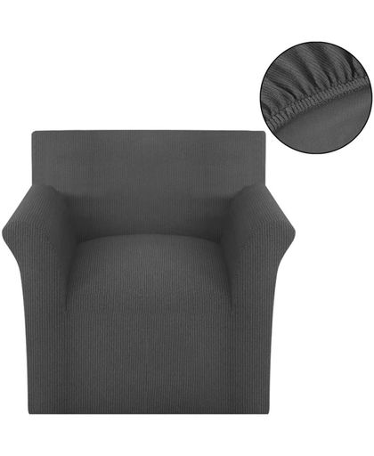 vidaXL stoelhoes elastisch grijs polyester boordsteek