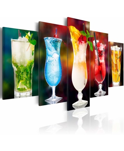 Schilderij - Gekleurde glazen, mix drankjes