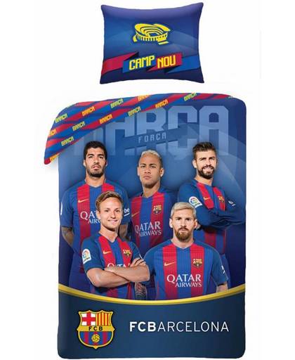 FC Barcelona Camp Nou - Dekbedovertrek - Eenpersoons - 140 x 200 cm - Blauw