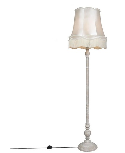 QAZQA FL Granny - Vloerlamp - 1 lichts - H 1750 mm - crème