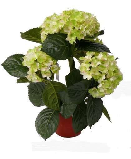 Kunst hortensia plant lichtgroen 36 cm - kunstplant