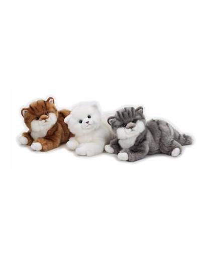 Pluche grijze kitten / poes knuffel 27 cm - knuffeldier