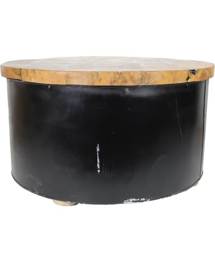 HSM Collection - Salontafel Drum - black resin - teak/ijzer
