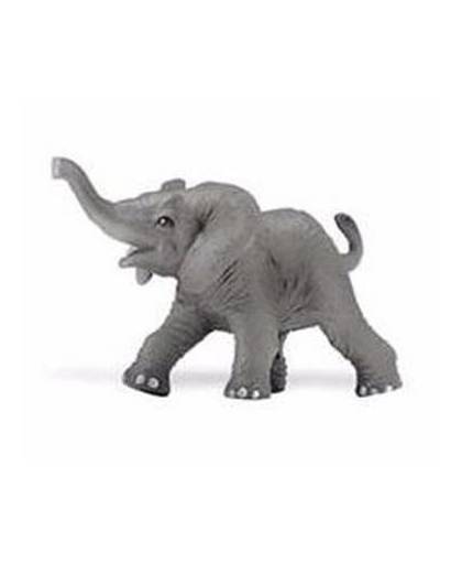 Plastic afrikaanse olifant kalf 8 cm met gestrekte slurf