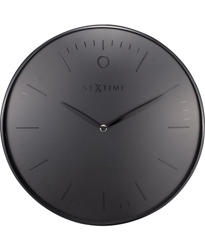 NeXtime Glamour - klok - Rond - Metaal en Gebold Glas - Stil uurwerk - Ø 40 cm -  Zwart