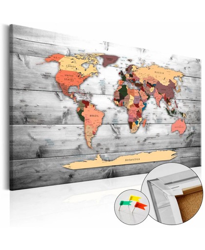 Afbeelding op kurk - Wereld op planken, wereldkaart