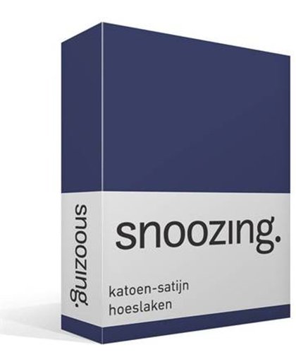Snoozing - Katoen-satijn - Hoeslaken - Eenpersoons - 90x220 cm - Navy