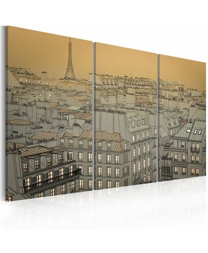 Schilderij - Laatste momenten van de dag in Parijs