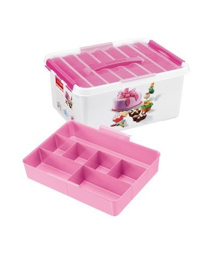 Sunware q-line fun-baking opbergbox - 15 l - wit/roze