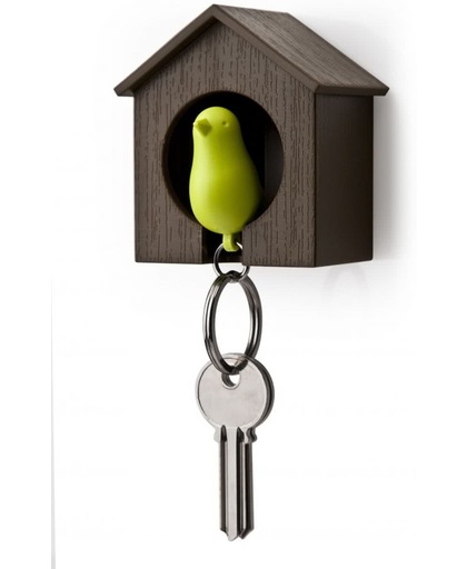Qualy sleutelhouder vogelhuisje Sparrow - Kleur - Bruin - Groen