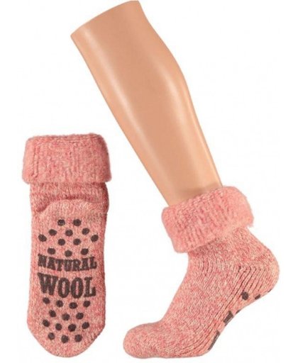 Wollen huis sokken voor dames roze 39-42 - Warme antislip sokken