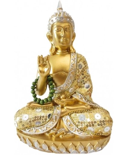 Thaise Boeddha beeldje goud met ketting 22 cm - Boeddha's beelden