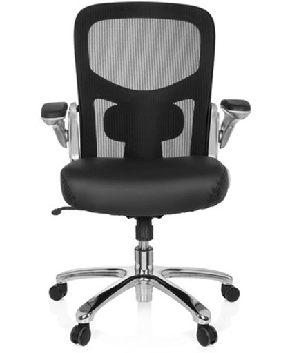 hjh office Instructor Silver  XXL - Bureaustoel -  Zware belasting stoel - Kunstleder / netstof - Zwart / zilver