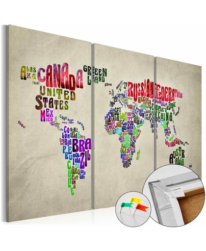 Afbeelding op kurk - Colorful Countries , wereldkaart