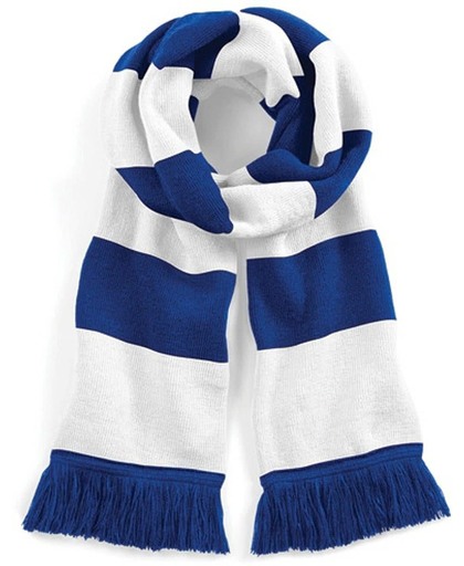 Sjaal met brede streep blauw/wit