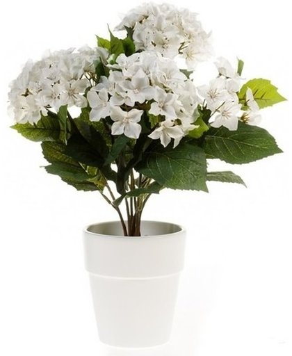 Kunstplant Hortensia wit in pot 37 cm - Kamerplant witte Hortensia