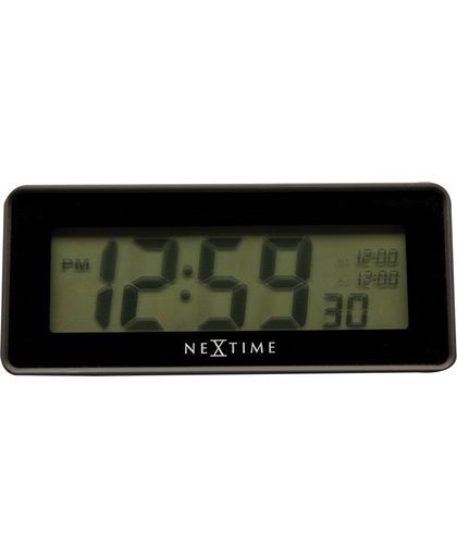 NeXtime Lean Alarm Radio Controlled - Wekker - Dititaal - Rechthoekig - 14x6 cm - Zwart
