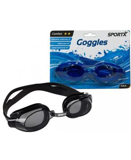 Blauwe zwembril met latex hoofdband