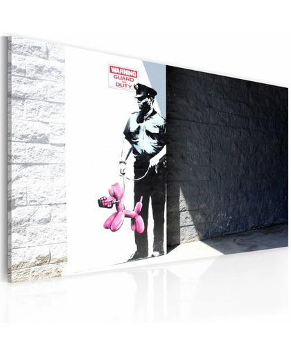 Schilderij - Politie met roze hond (Banksy) 40x60cm