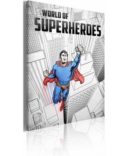 Schilderij - World of superheroes 60x40cm
