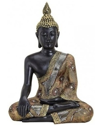 Boeddha beeld zwart/goud 45 cm van polystone