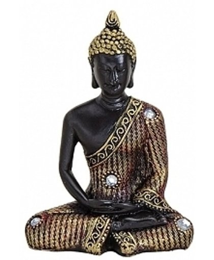 Boeddha beeld zwart/goud 11 cm type 2 - Boeddha's beelden